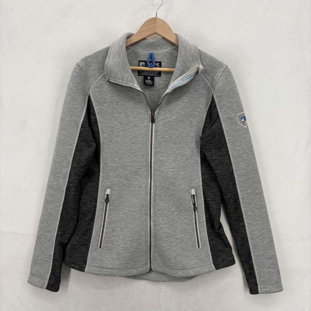 Kuhl Flight Jacket Womens Medium Gray Full Zip Colorblock Hiking Outdoor Travel